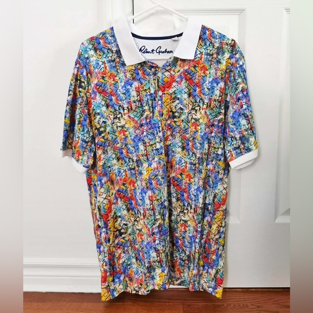 Robert Graham Vibrant Abstract Polo Shirt - Picture 1 of 3